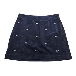 Vineyard Vines Corduroy Mini Skirt Sz 6 whale embroidered EUC preppy Navy blue